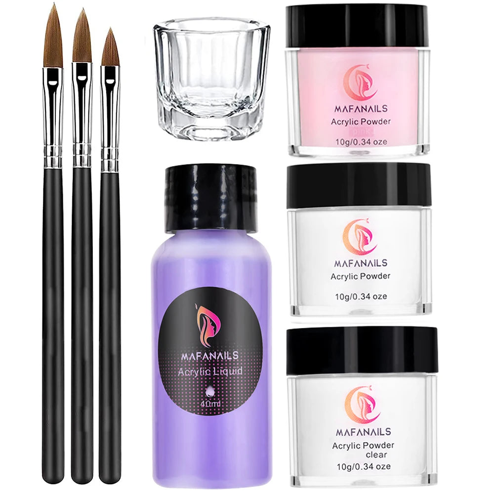 HotPress Professional Acrylic Nail Kit — 8-Piece Monomer and Powder Set