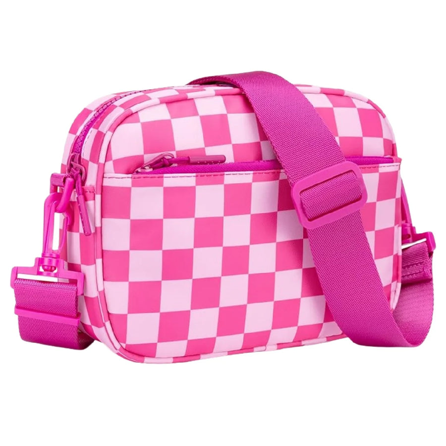 Checkered Crossbody Bag — Trendy Messenger Purse with Wide Strap