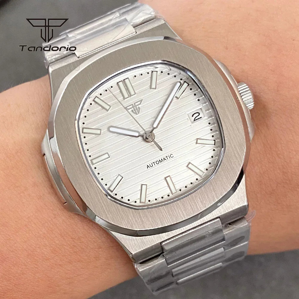 tandorio Square Automatic Watch — 40mm Stainless Steel Mechanical Wristwatch