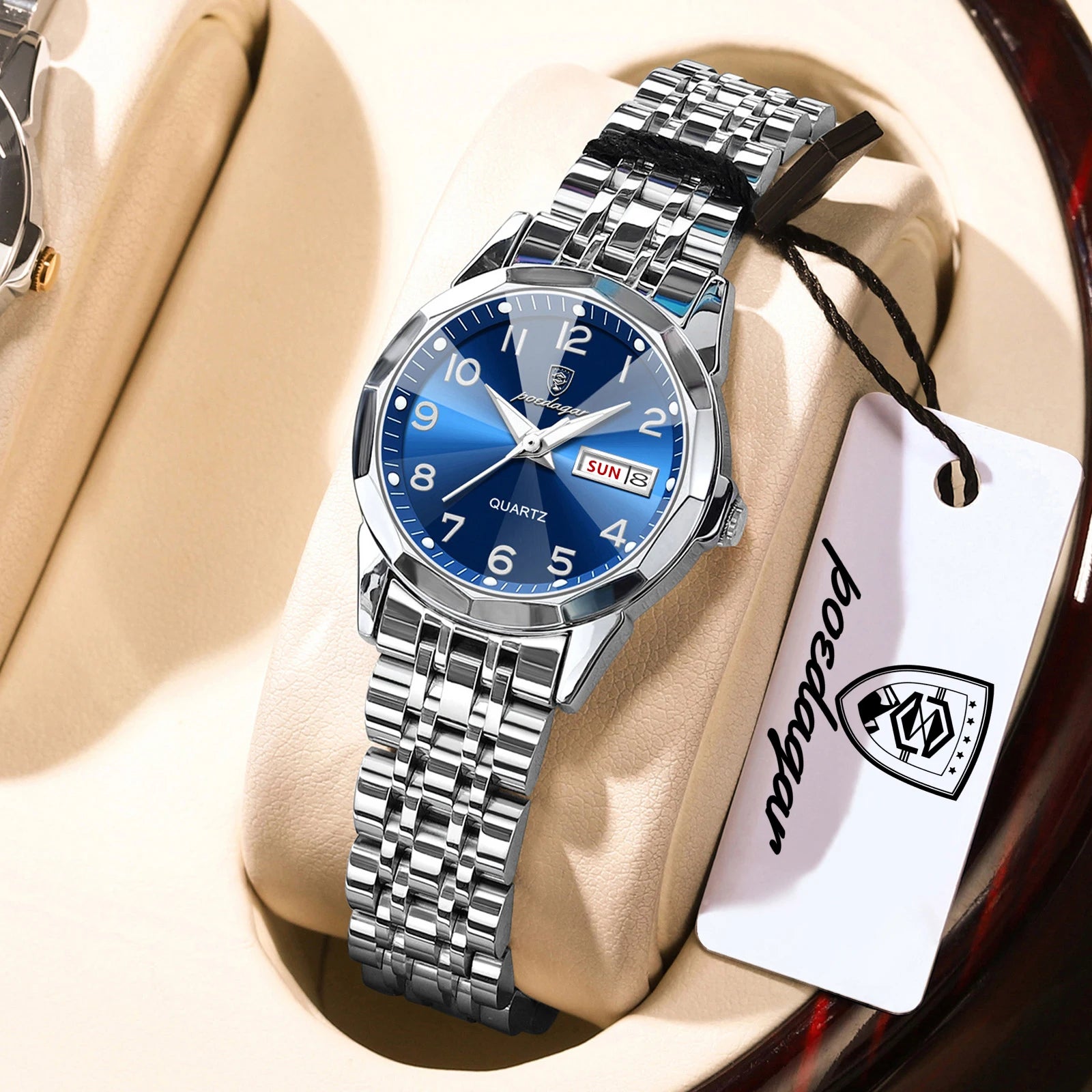 POEDAGAR Elegant Ladies Watch — Waterproof Stainless Steel Quartz Timepiece