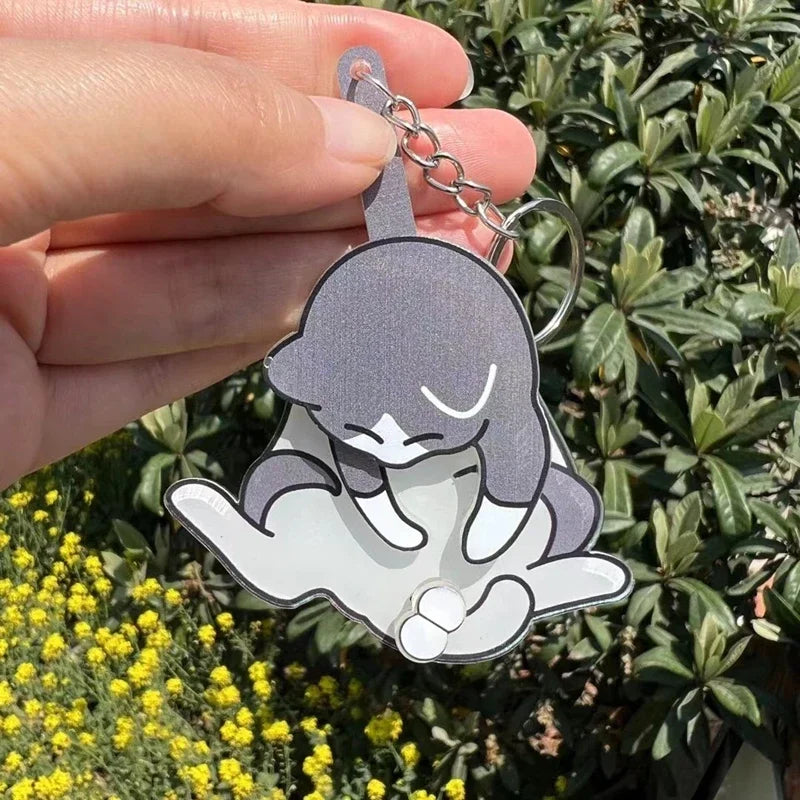 Rotatable Egg Cat Keychain — Playful Acrylic Bag Pendant & Gift