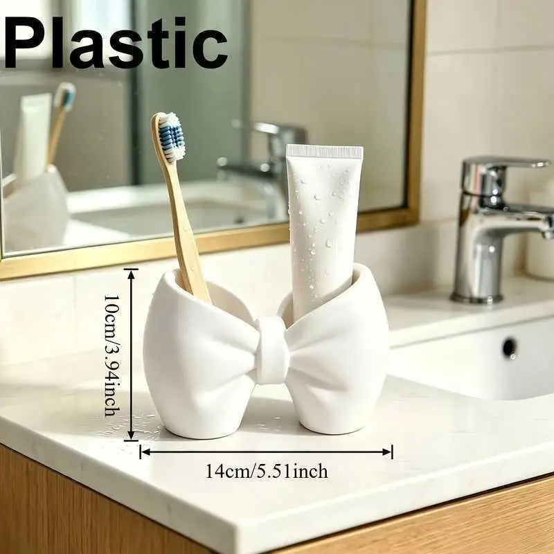 HELTFARM Bow Shaped Makeup Brush Organizer — Large Capacity Vanity Storage