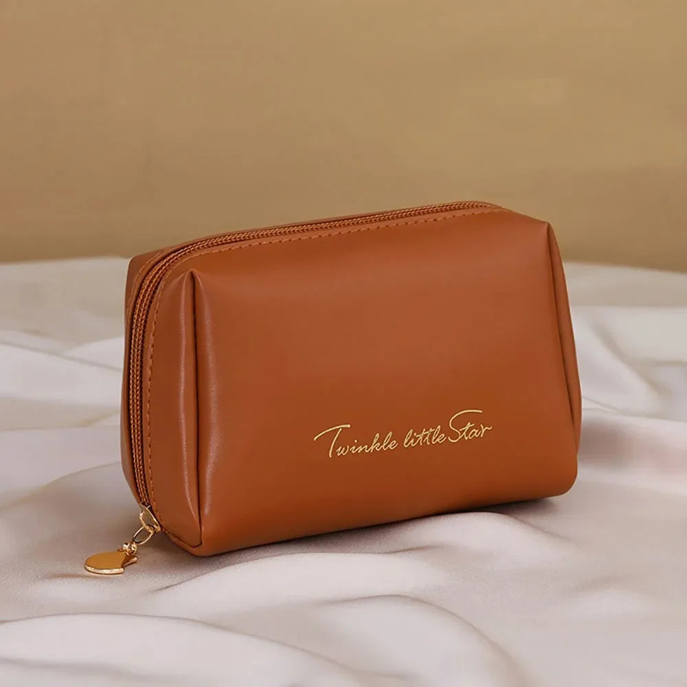 RANCAI Travel Cosmetic Bag — Waterproof PU Leather Makeup Organizer