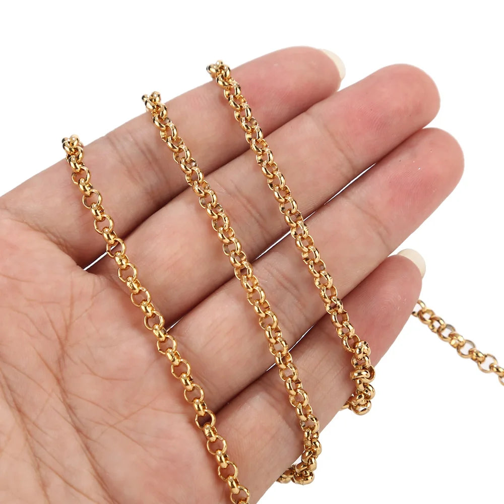 Gunbuluit Stainless Steel Curb Chain — Gold and Silver Jewelry Making Links
