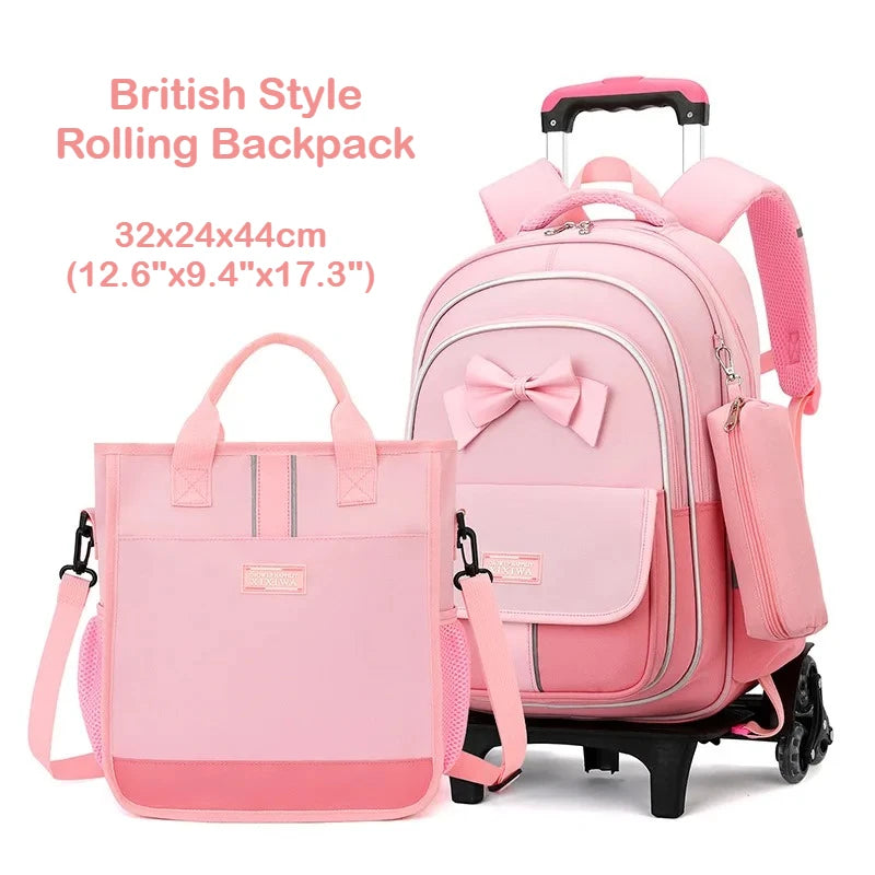 Kids Rolling Backpack Set — 3-Piece Trolley School Bag with Shoulder Bag