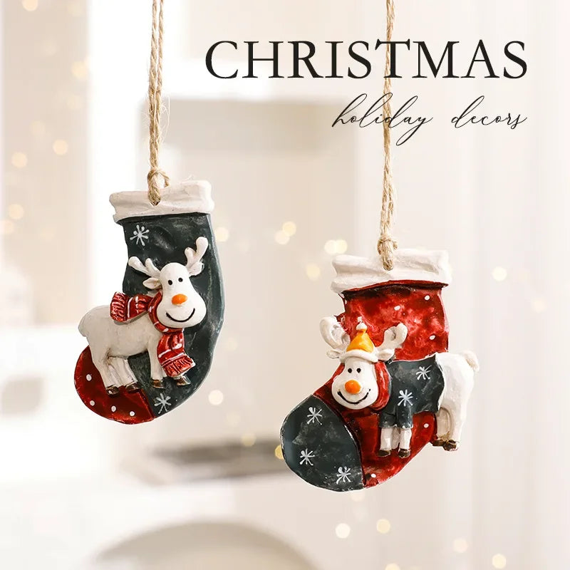 Santa Claus Christmas Tree Ornaments — Resin Hanging Pendants for Holiday Decor