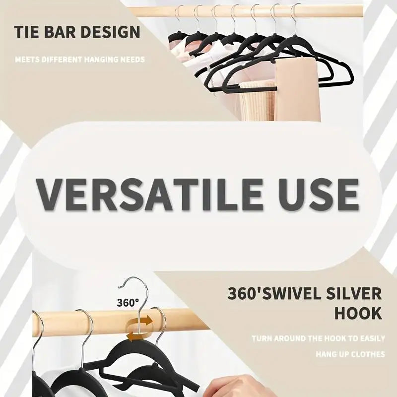 Velvet Flocked Clothing Hangers — Non-Slip Space Saving Closet Organizer