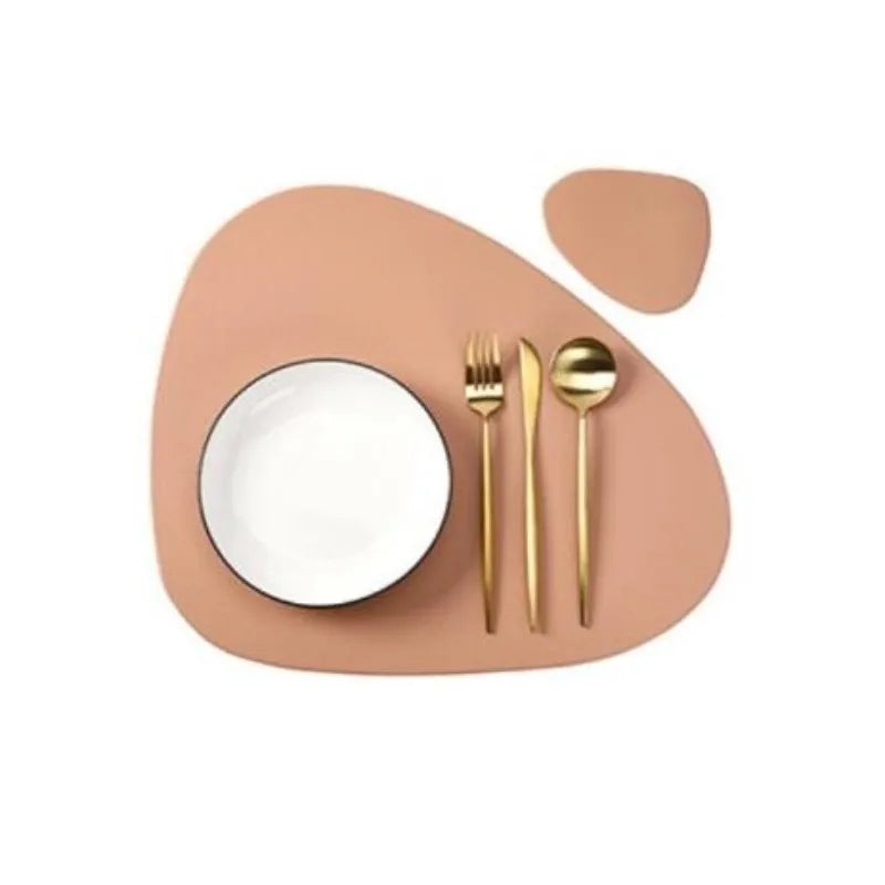 PU Leather Placemat and Coaster Set — Waterproof & Oil-Proof Table Mats