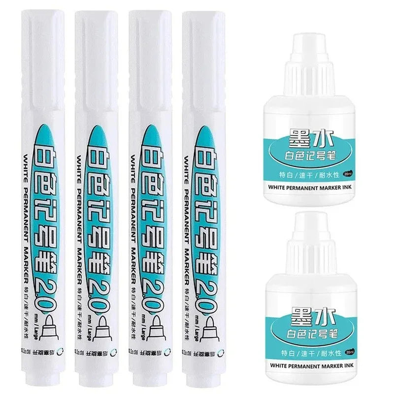 HOPK White Permanent Marker Pens — Multi-Surface Paint Pen Set