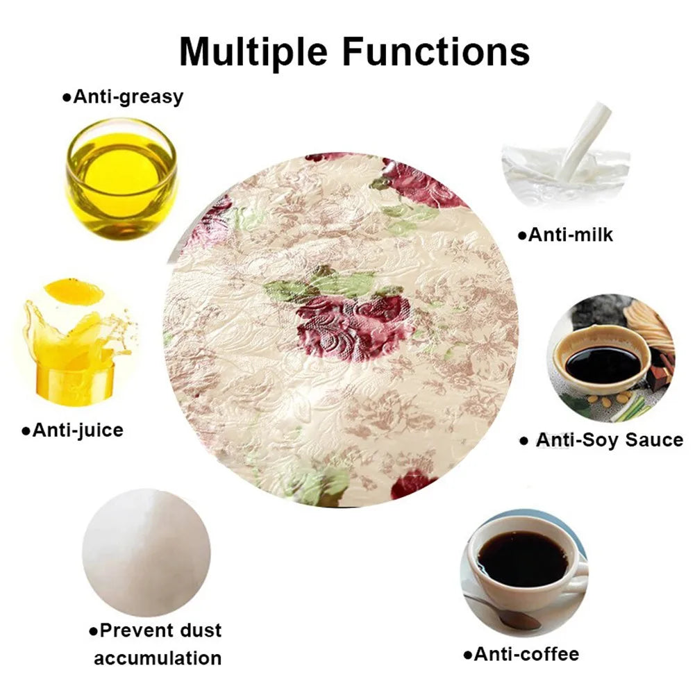 Round Floral PVC Tablecloth — Waterproof & Oilproof Dining Decor