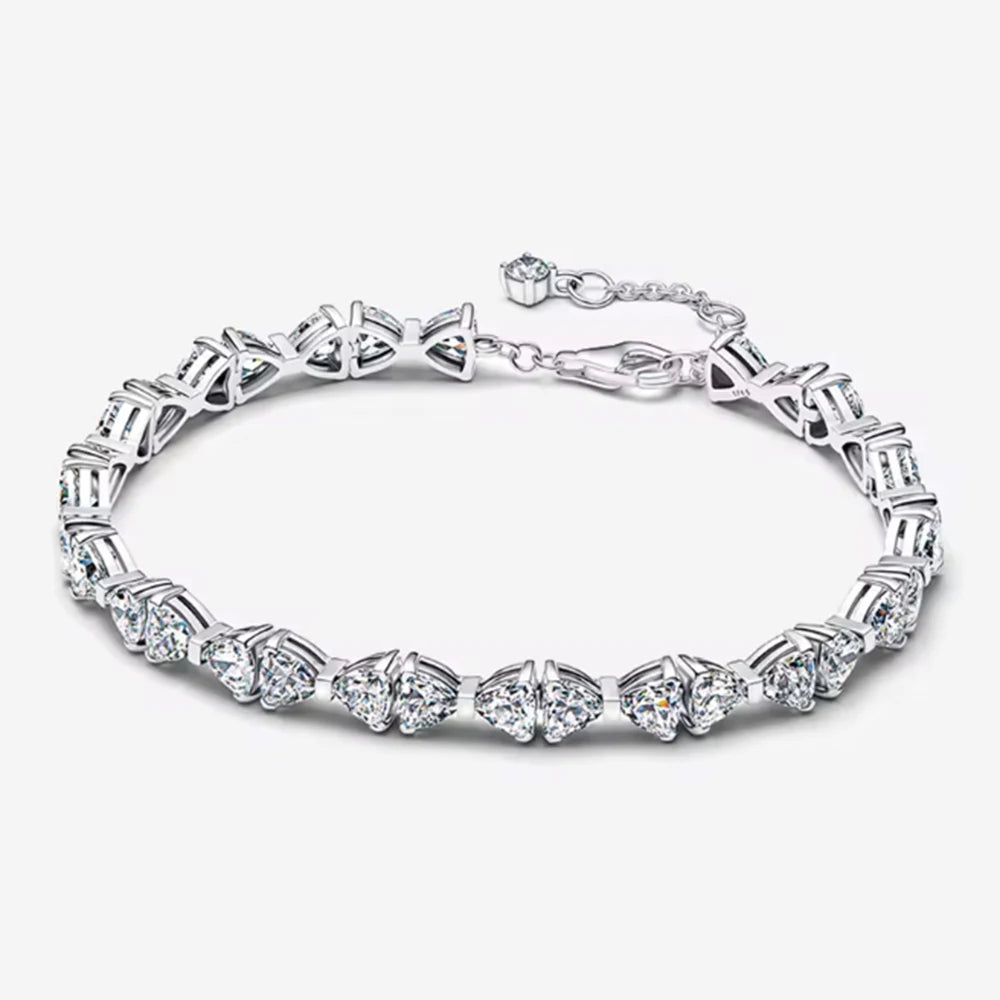 Potdemiel 925 Sterling Silver Charm Bracelet — Elegant Multi-Color Zircon Jewelry