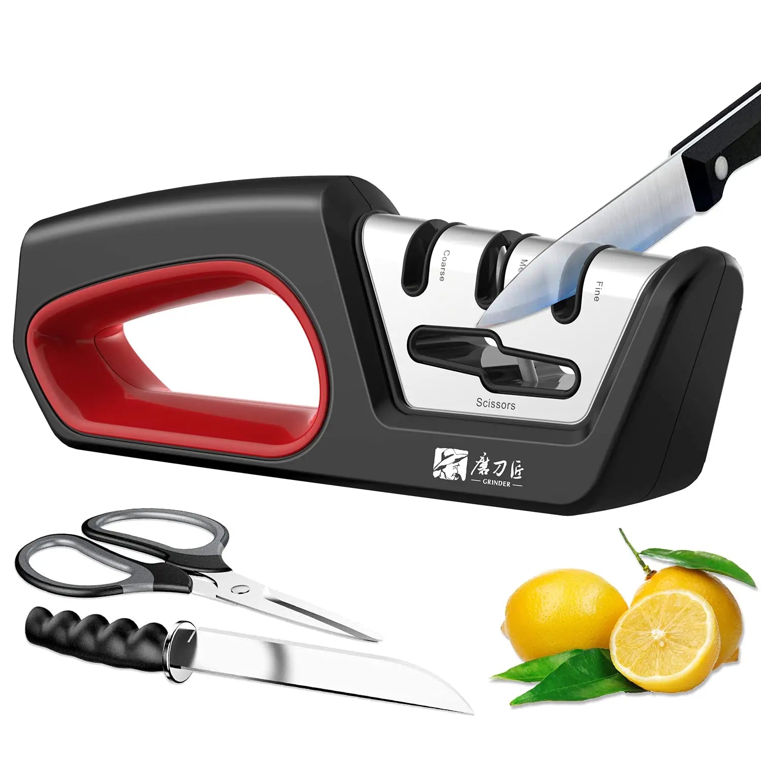 GRINDER 4-in-1 Kitchen Knife Sharpener — Tungsten & Diamond Blade Restorer