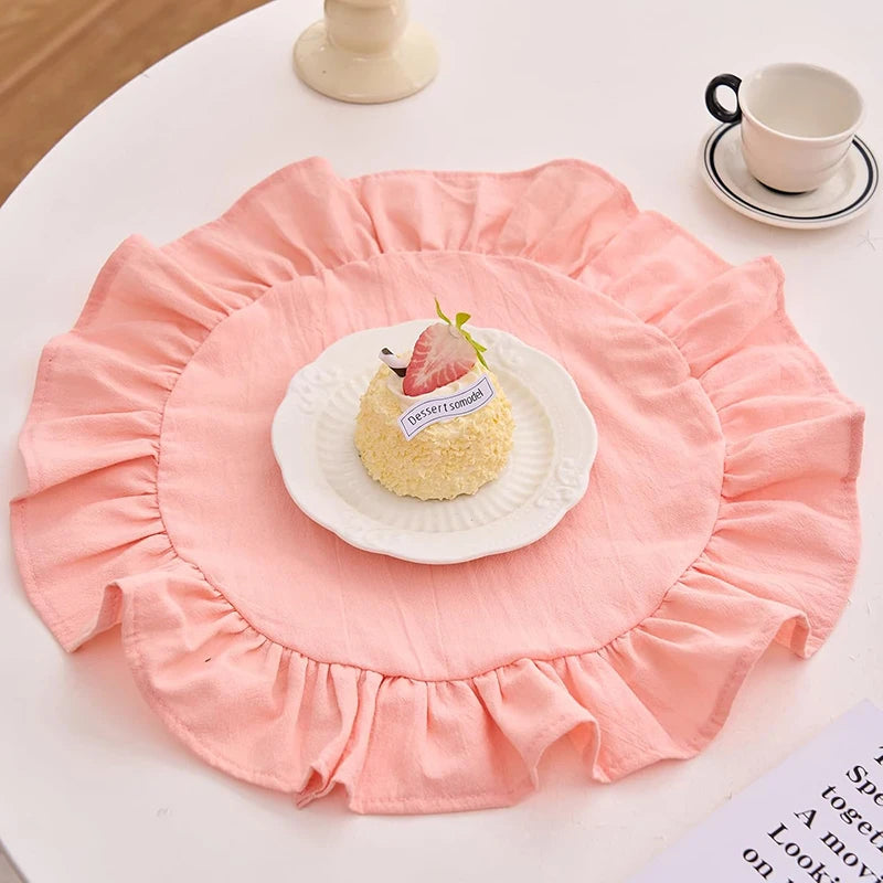 Cotton Ruffle Placemats and Napkins — Elegant Table Decor for Dining