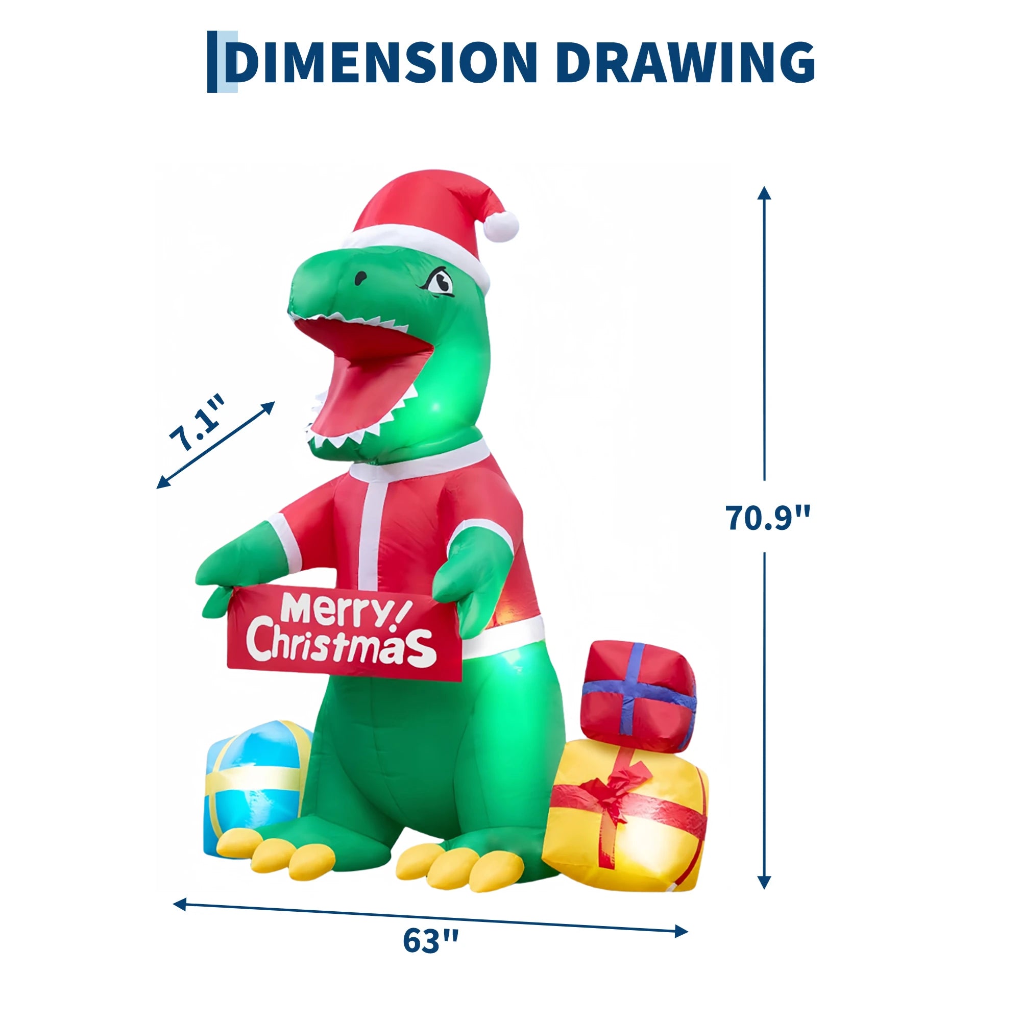 6FT Inflatable Christmas Dinosaur — Lighted Outdoor Holiday Decor