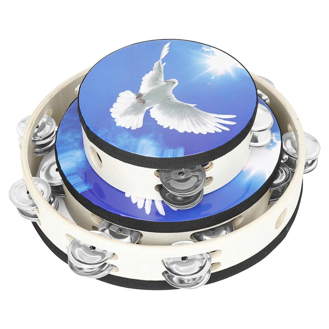 IRIN Blue Sky Peace Dove Tambourine Set — Triple Layer Percussion Kit