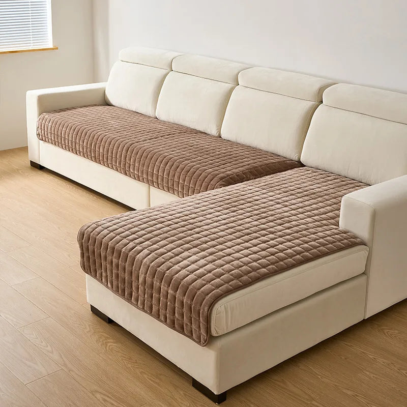 Plush Velvet Sofa Cushion — Non-Slip Soft Living Room Cover