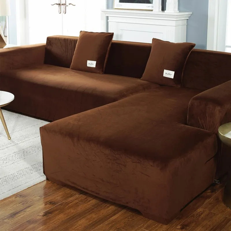 Velvet Stretch Sofa Cover — Protective Slipcover for 1-4 Seater Couches