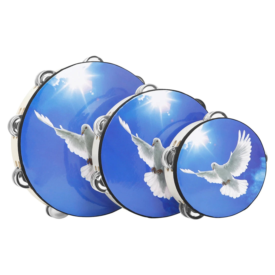 IRIN Blue Sky Peace Dove Tambourine Set — Triple Layer Percussion Kit