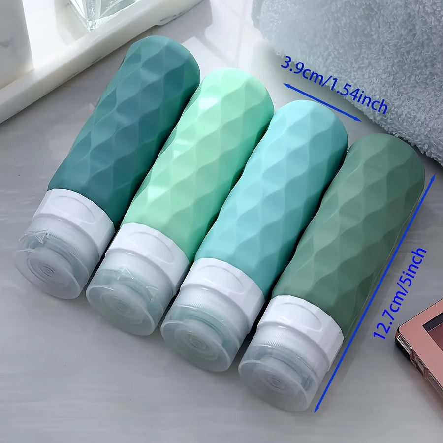 Squeezable Travel Bottle Set — Leak Proof Refillable Containers, 4 Piece