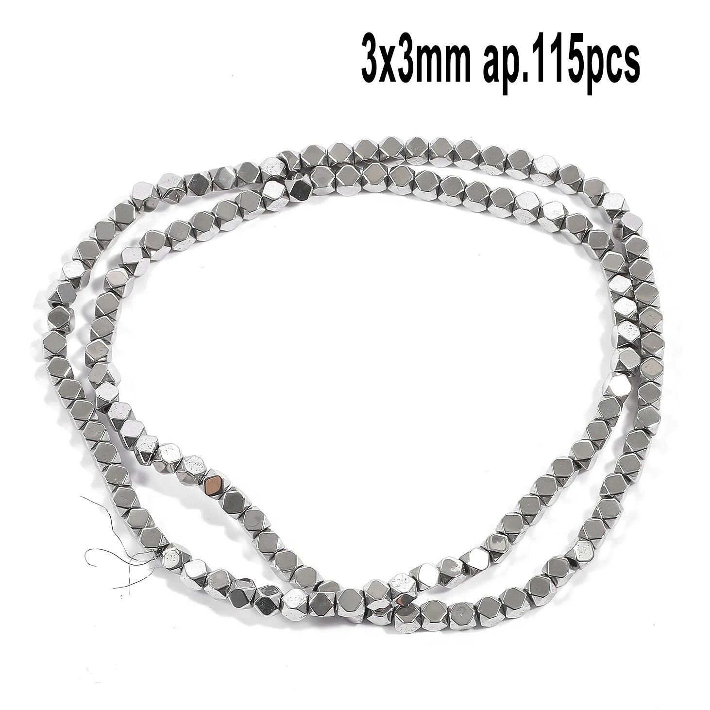 Rhodium Plated Hematite Beads — Geometric Jewelry Making Charms