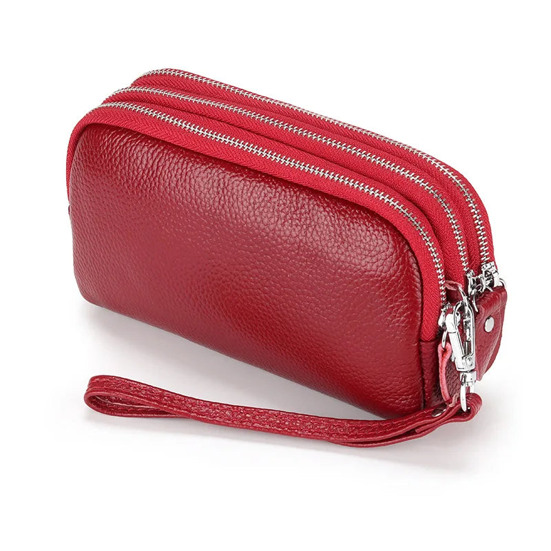 macroupta Genuine Leather Long Wallet — Large Capacity Wristlet Clutch