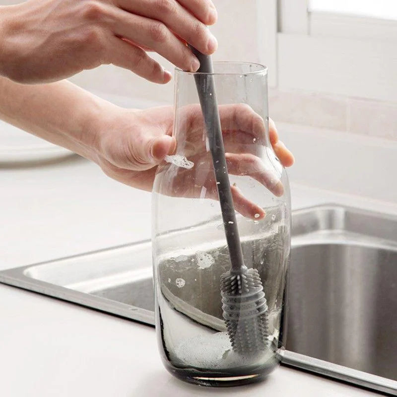 Silicone Bottle Cleaning Brush — Long Handle Scrubber for Cups and Glassware