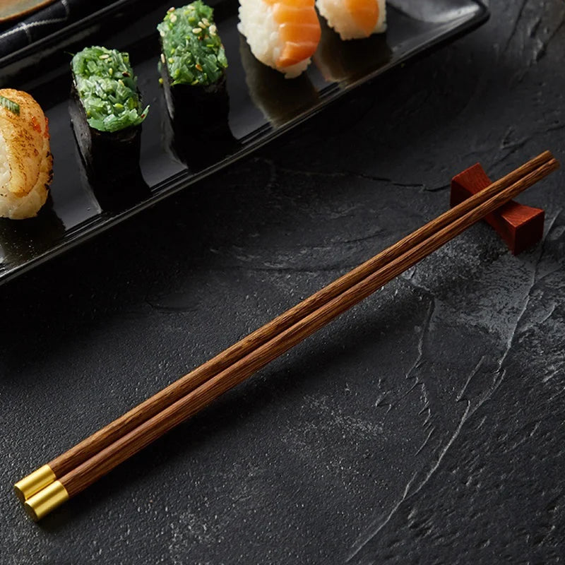 BalmyDays Wenge Wood Chopsticks — 4 Pairs of Reusable Sushi Utensils