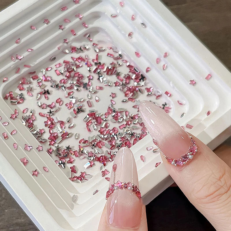 KQDSP Rhinestone Nail Charms — Multi-Shape Shiny Flat Back Gems