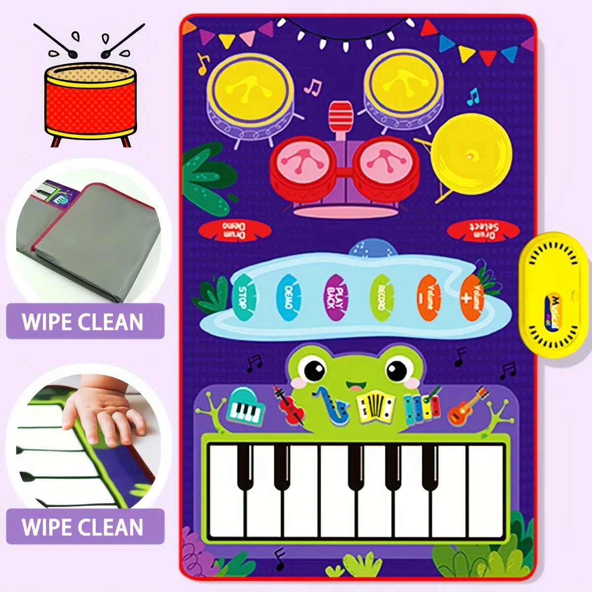 Piano and Drum Set Play Mat — Musical Sensory Instrument for Kids