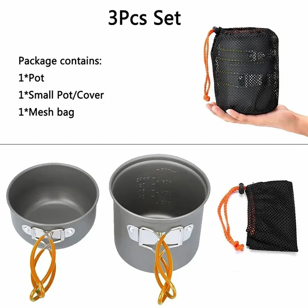 ZCTYHPGACN Portable Camping Cookware Set — Lightweight Non-Stick Pots for Hiking
