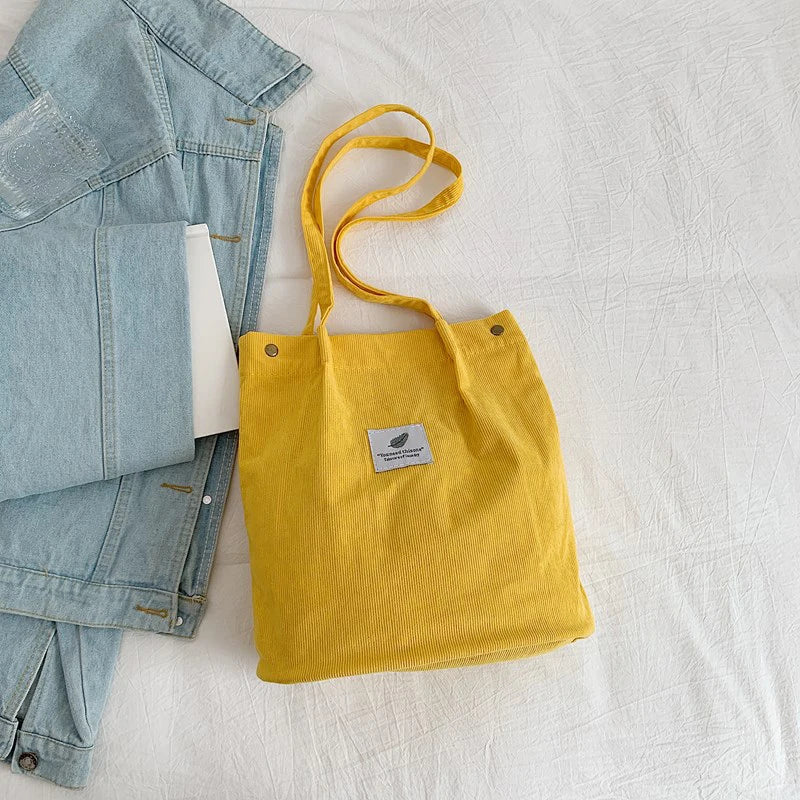 Yogodlns Corduroy Shoulder Bag — Large Capacity Casual Tote for Travel