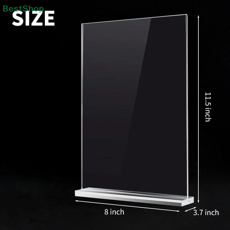 Acrylic Sign Holder — Clear Desktop Display Stand for Menus and Labels