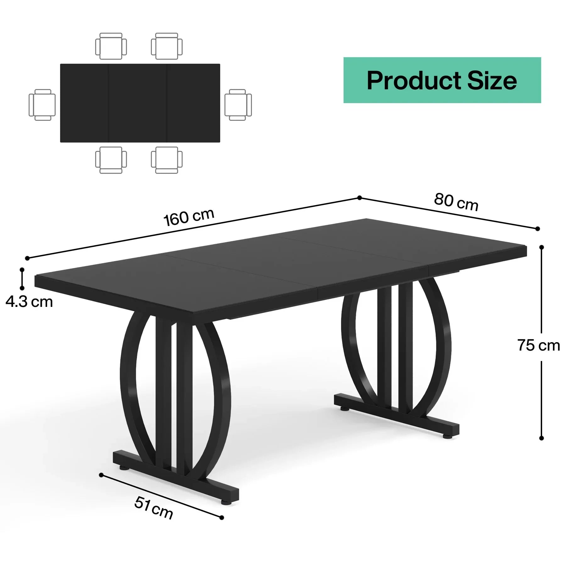 Tribesigns Modern Industrial Dining Table — 63-Inch Large Metal & Wood Table