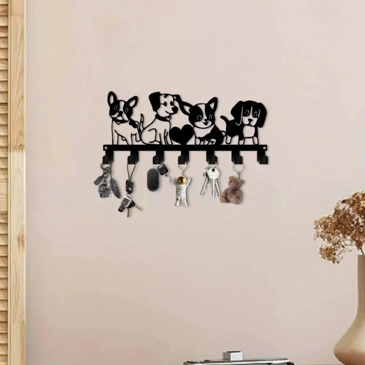 Decorative Metal Key Holder — Wall Mount Organizer with 8 Hooks