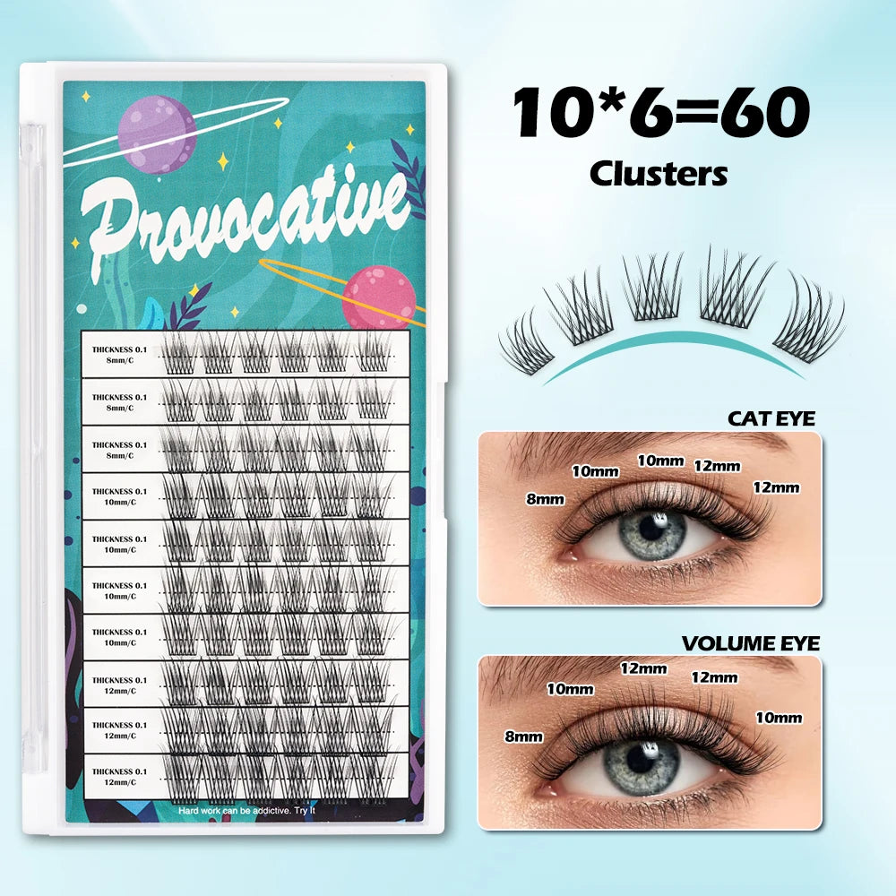 DIY Cluster Eyelashes — Natural Look False Lash Extensions, 60 Pieces