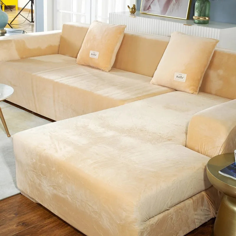 Velvet Stretch Sofa Cover — Protective Slipcover for 1-4 Seater Couches