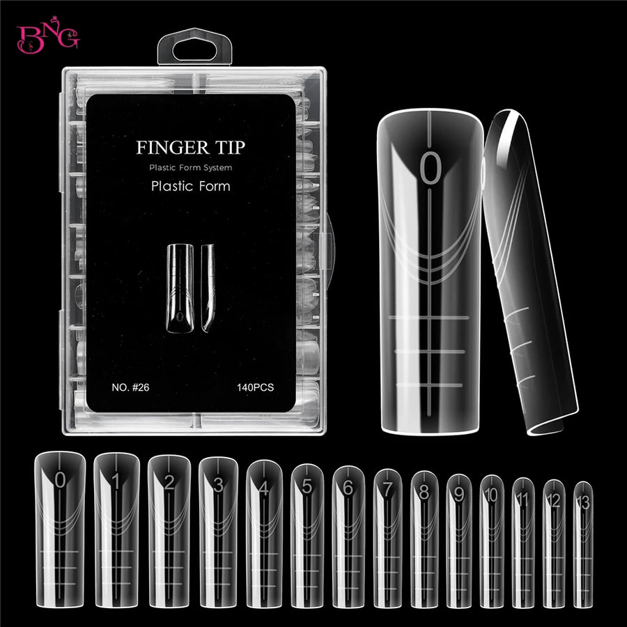 Poly Extension Gel Dual Nail Forms — Square Full Cover Molds, 140 Pieces