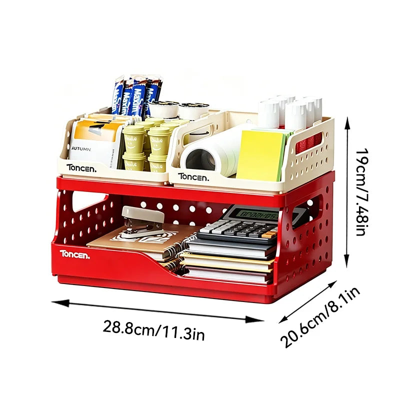 Stackable 3-Tier Desk Organizer — Multi-Compartment Office Storage
