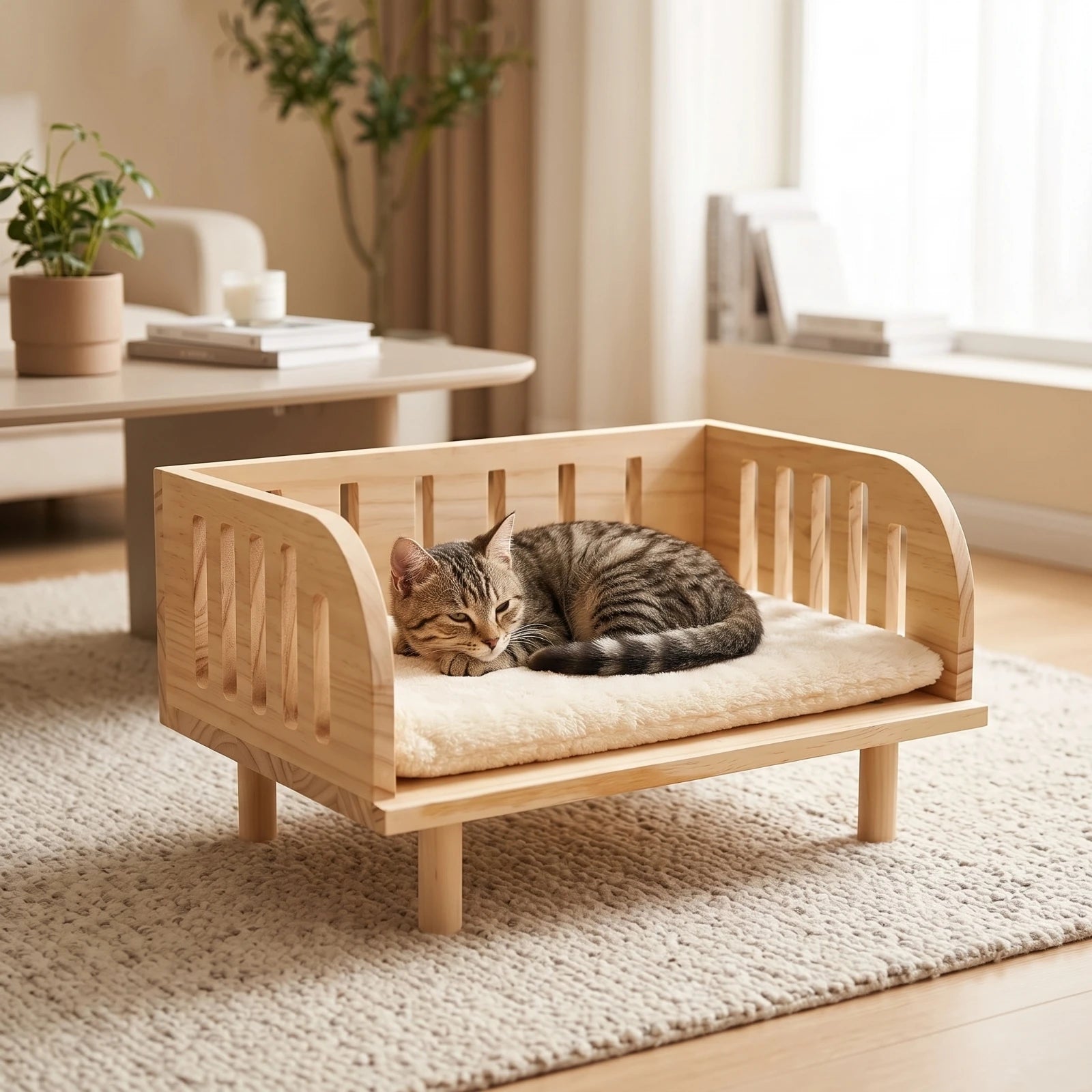 Wooden Raised Pet Bed — Sturdy Elevated Furniture for Small Dogs & Cats