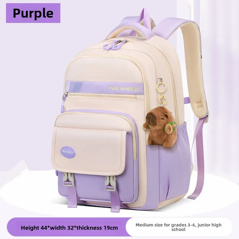 Kawaii Kids School Backpack — Waterproof Nylon Schoolbag with Cute Pendant
