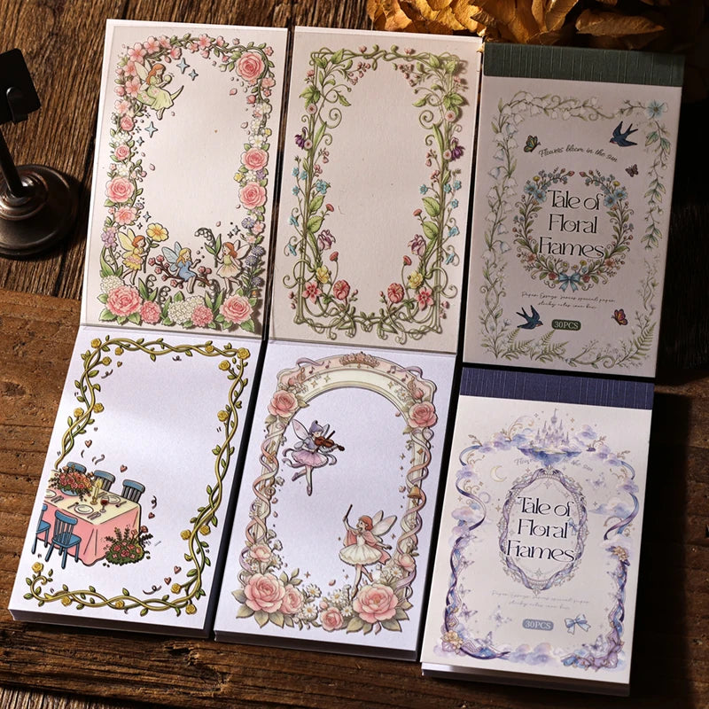 Flower Border Sticker Sheets — Decorative Scrapbooking Material for Journals