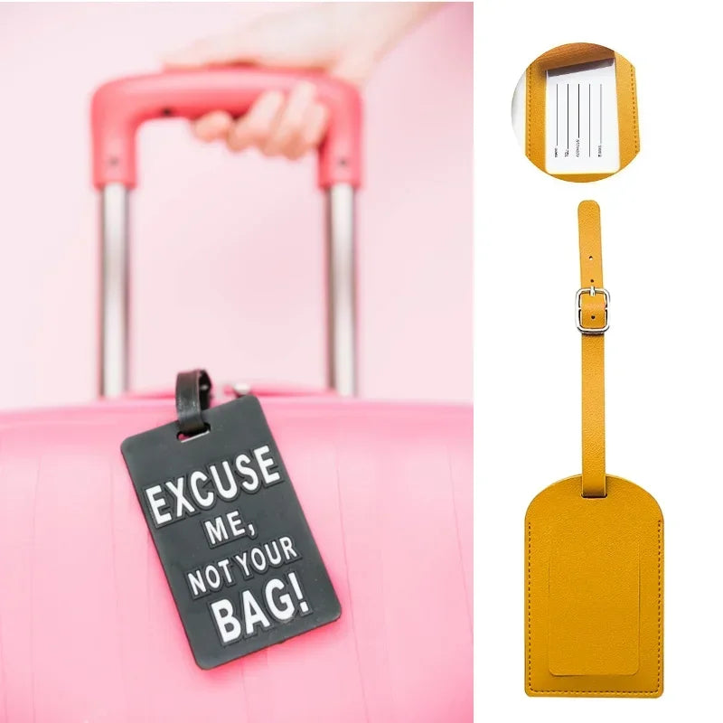 CEXIKA PU Leather Luggage Tag — Durable Suitcase Identifier & ID Holder