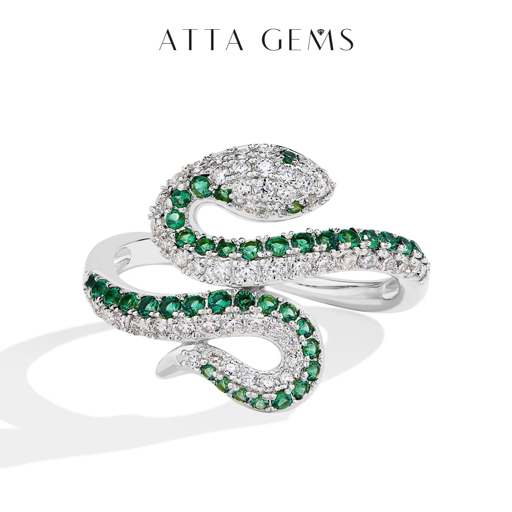 ATTAGEMS Snake Moissanite Ring — S925 Sterling Silver Luxury Jewelry