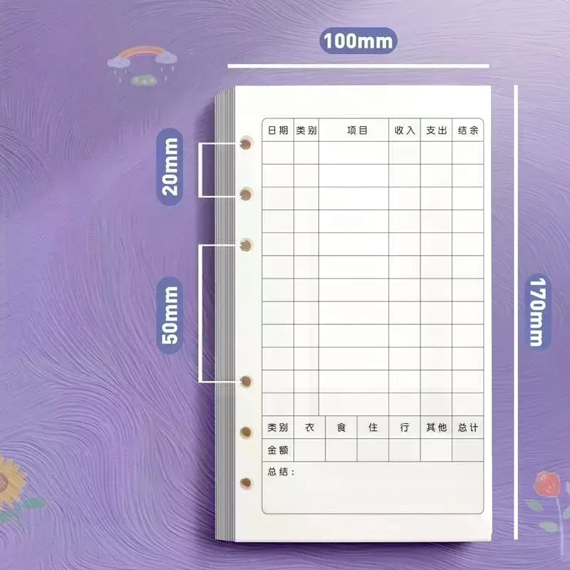 A6 6-Ring Binder Refill Paper — 60 Sheets of Premium Loose Leaf Inserts