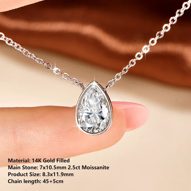 oxtao Moissanite Pendant Necklace — 14K Gold Filled Jewelry for Women