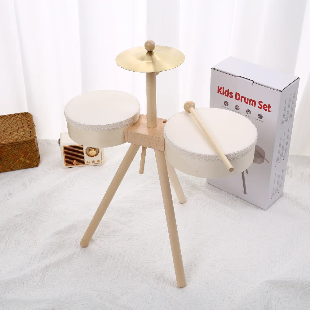 Kids Wooden Drum Set — Educational Musical Percussion Toy