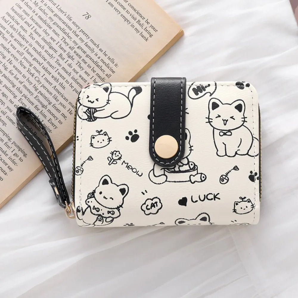 Cute Cat Coin Purse — Compact PU Leather Wallet for Women