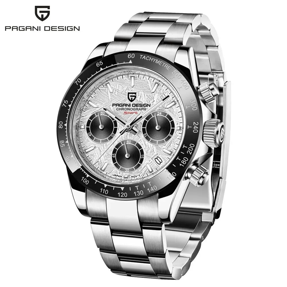 PAGANI DESIGN Luxury Chronograph Watch — Rose Gold Stainless Steel Sport Wristwatch