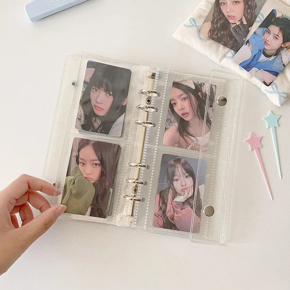 HarPaper Glitter Photo Booth Album — Clear A6 Binder for 2x6 Inch Photo Strips