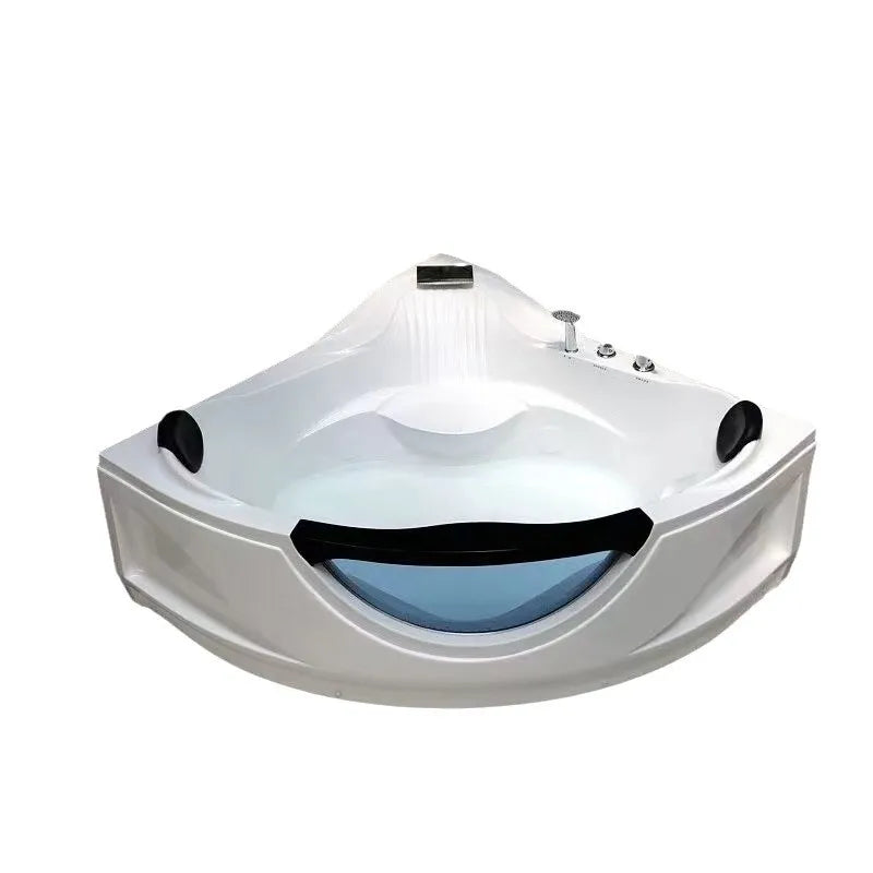 Modern Triangular Corner Bathtub — Thermostatic Heated Jacuzzi with Massage